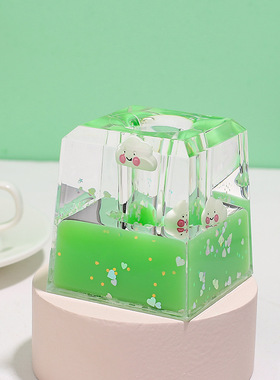 少女心方形卡通笔筒果冻色