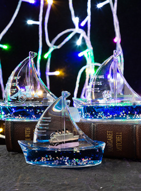 创意大帆船型油滴摆件地中海