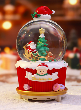 圣诞老人水晶球摆件雪橇麋鹿