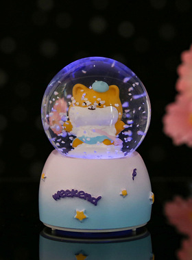 卡通小狗迷你飘雪水晶球儿童玩具