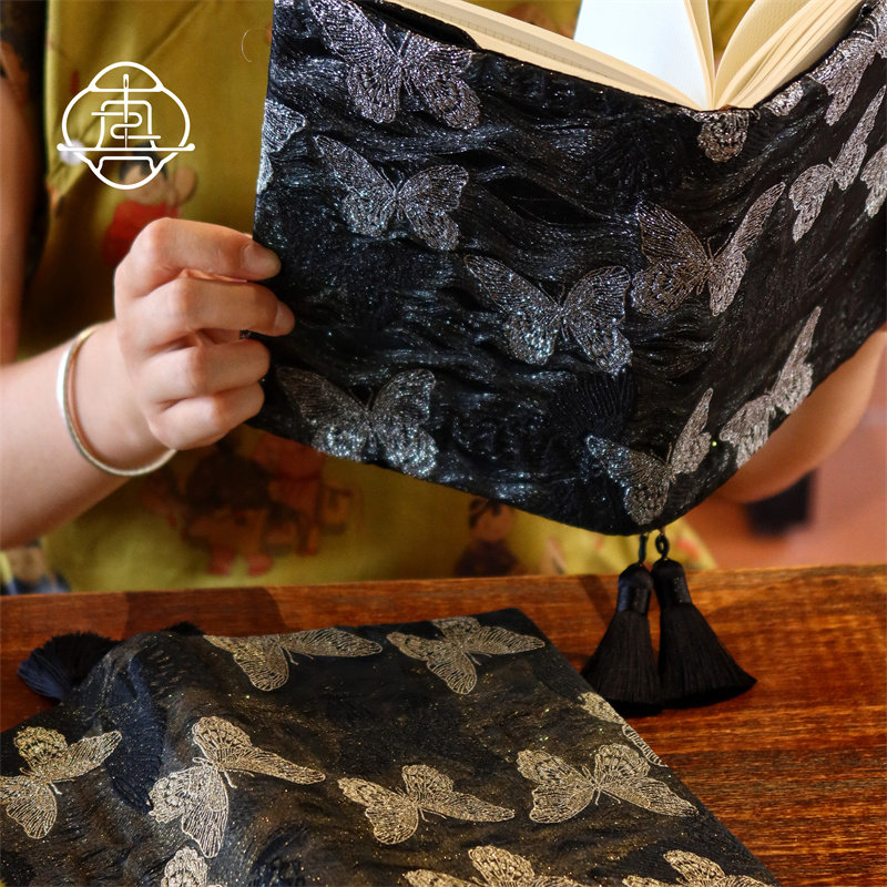 真我 迷梦蝴蝶 梦幻蝴蝶提花文艺手帐账本手工布书衣日记本笔记,淘宝优惠券,粉丝福利购,淘宝优惠卷