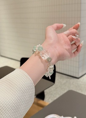 天然水晶手串绿萤石水晶手串招财招桃花转运手链闺蜜礼物希洛阁