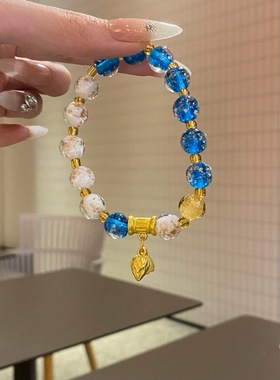 夜光琉璃手串双拼多色圈黄粉紫黑蓝水晶手链情侣款希洛