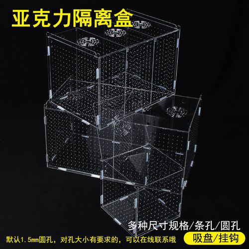 亚克力鱼缸隔离盒箱透明水族用品鱼苗孵化盒大小号吸盘单双格带盖 - 图2