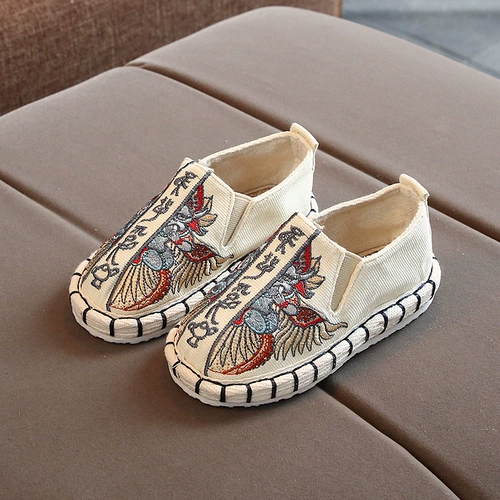 Слипоны для мальчиков, тканевая этническая обувь, детские туфли, ханьфу, китайский стиль, детская одежда