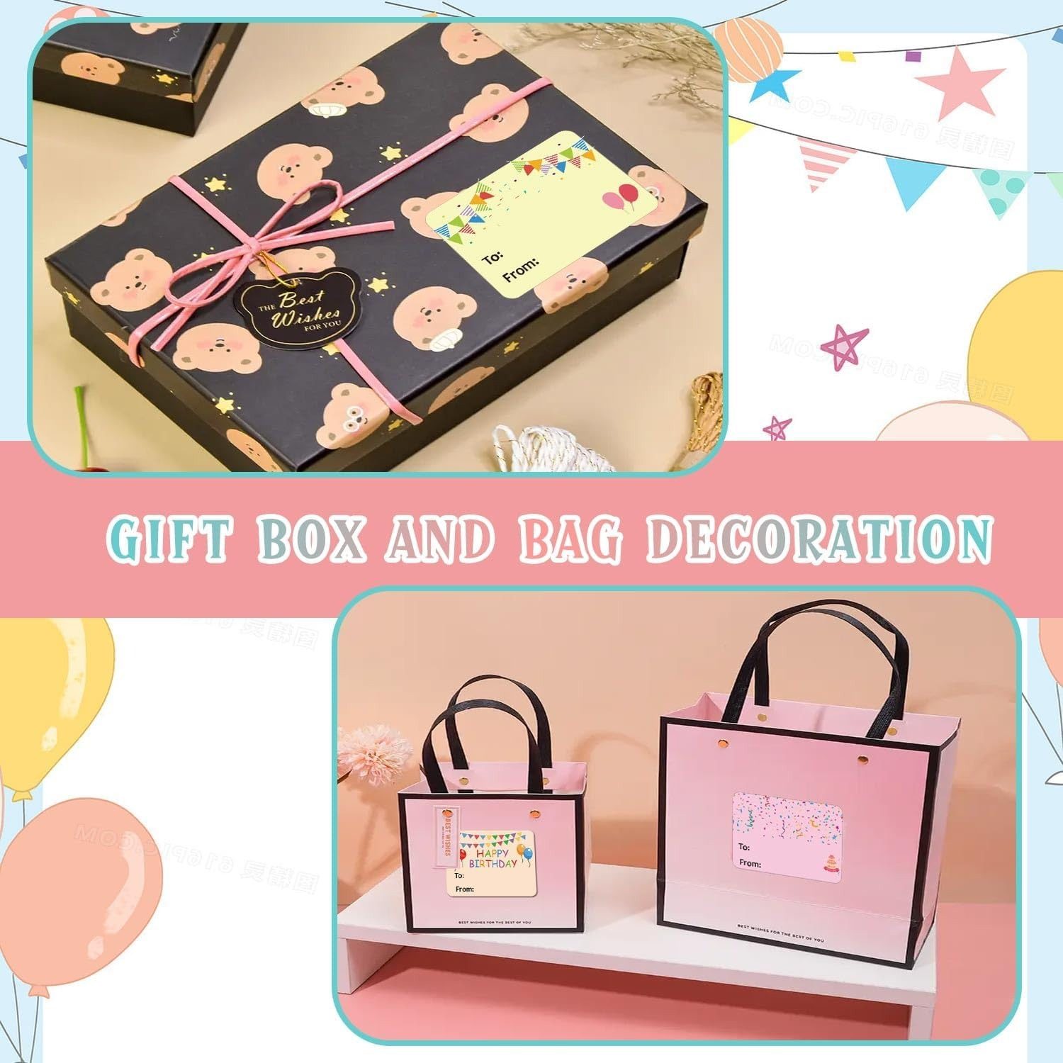 200贴/卷To From生日快乐贴纸空白标签节日蛋糕礼品烘焙装饰封口,淘宝优惠券,粉丝福利购,淘宝优惠卷