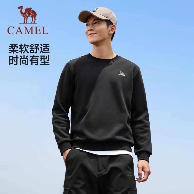 骆驼运动卫衣男女2025秋冬新款加绒圆领套头卫衣情侣宽松长袖上衣,淘宝优惠券,粉丝福利购,淘宝优惠卷