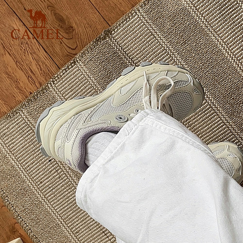 骆驼慢跑鞋漫游女鞋加绒运动鞋徒步登山鞋透气复古老爹鞋休闲鞋女 - 图2