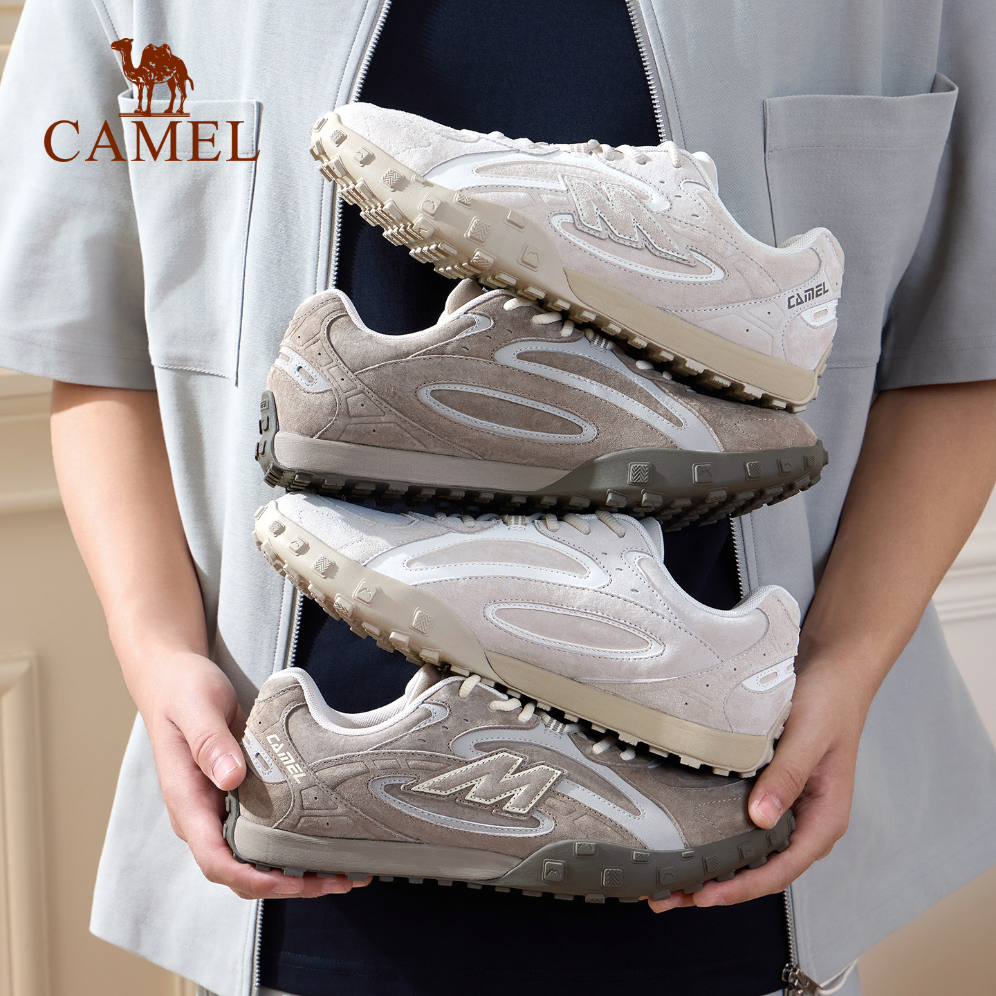 骆驼山川德训鞋男2026春季新款运动鞋低帮复古休闲防滑舒适板鞋,淘宝优惠券,粉丝福利购,淘宝优惠卷