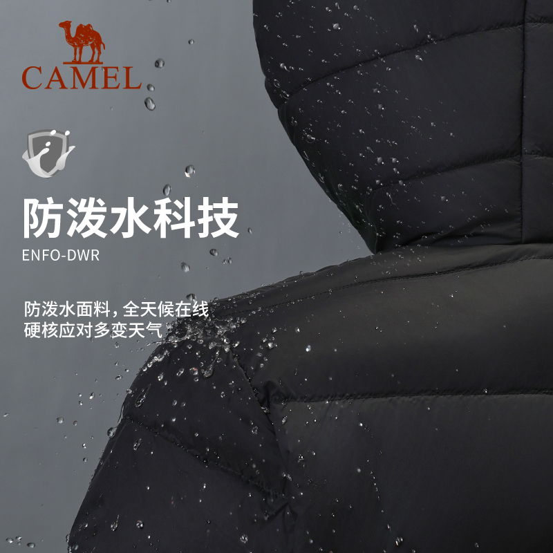 骆驼泡芙羽绒服男女保暖鸭绒秋冬季防油防水防风加厚科技连帽外套