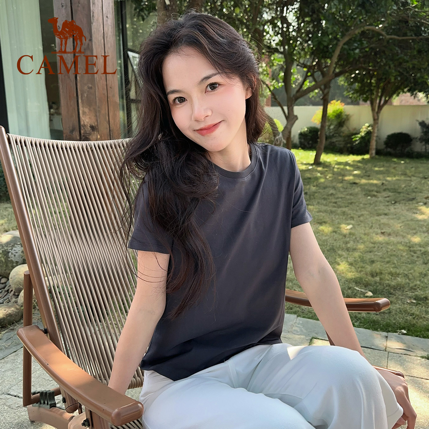 骆驼正肩T神短袖T恤女夏纯白色冰感圆领短款打底弹力修身显瘦上衣,淘宝优惠券,粉丝福利购,淘宝优惠卷