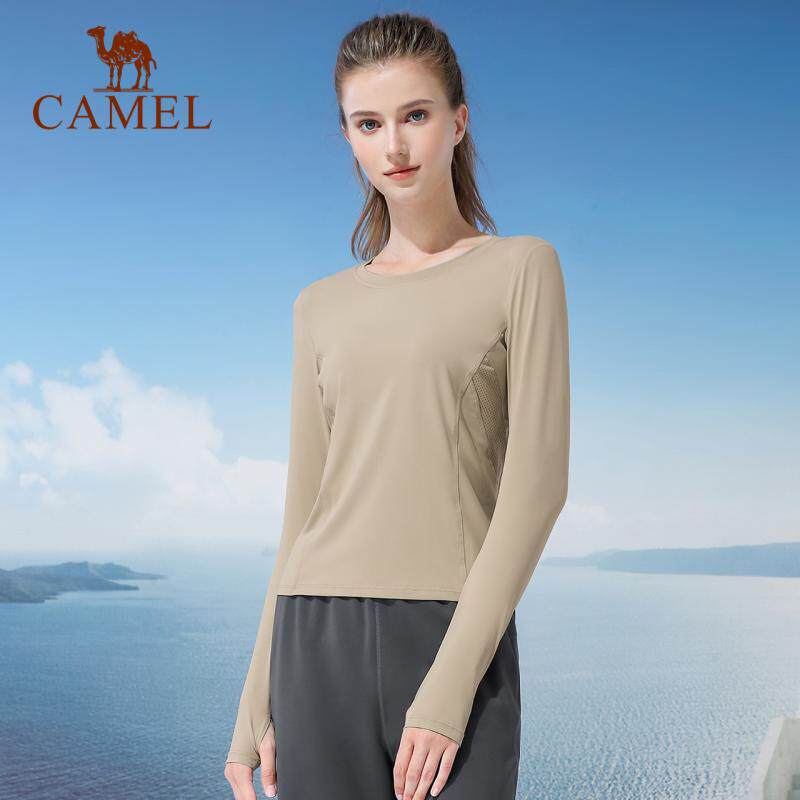 骆驼瑜伽T恤女款春秋季 时尚显瘦运动上衣透气修身舒适针织长袖衫,淘宝优惠券,粉丝福利购,淘宝优惠卷