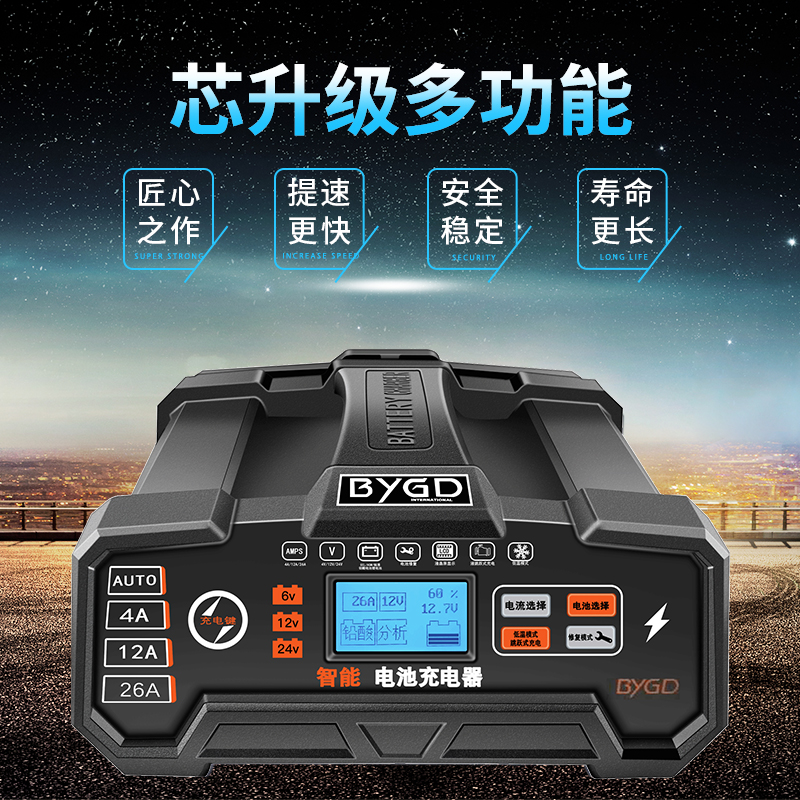 汽车电瓶充电器12V24V大功率全自动智能蓄电池充电机脉冲修复通用-图1