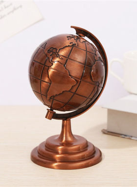 复古合金地球仪摆件桌面装饰摆设