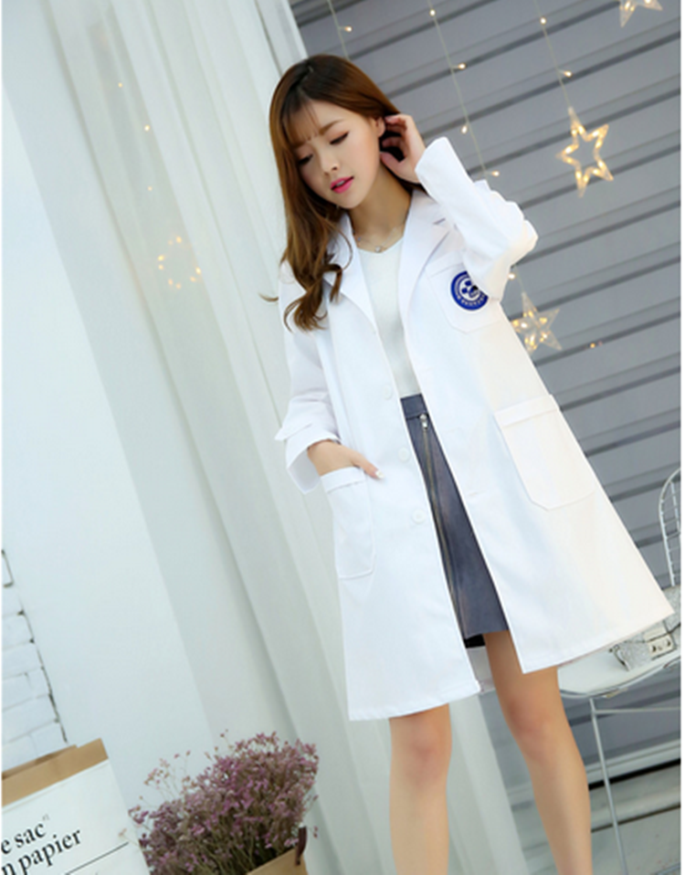 Nurse uniform Korean style summer and winter clothing long and short sleeve white coat tattoo artist beautician pet hospital dental oral pharmacy