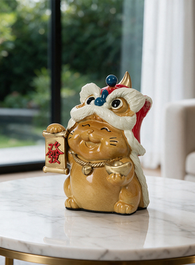 新款黄铜招财猫摆件聚财开业乔迁