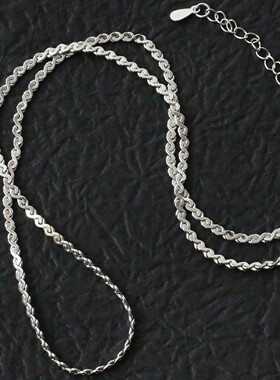 925纯银秦岚同款扭曲双股项链女