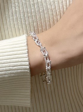 925纯银唐草纹马蹄扣链条项链女