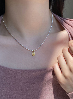 925纯银字母小米珠项链女高级感轻奢小众锁骨链2025新款配饰45cm