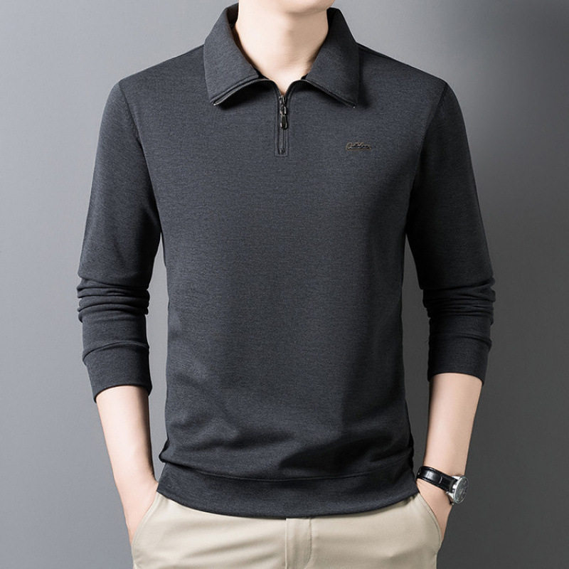 男士长袖T恤2025秋冬季新款中年翻领拉链polo衫男款卫衣打底衫,淘宝优惠券,粉丝福利购,淘宝优惠卷