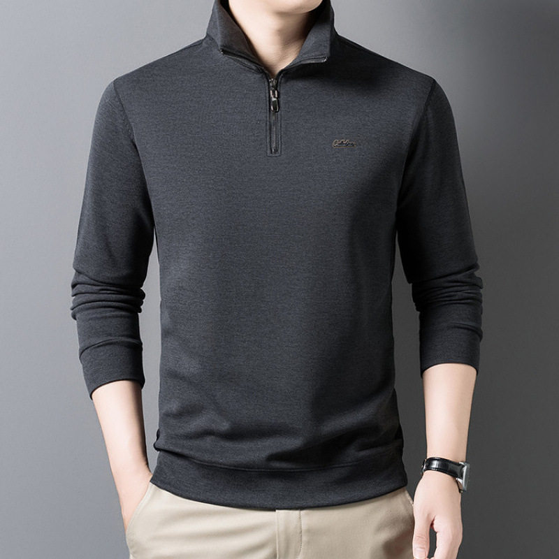 男士长袖T恤2025秋冬季新款中年翻领拉链polo衫男款卫衣打底衫,淘宝优惠券,粉丝福利购,淘宝优惠卷