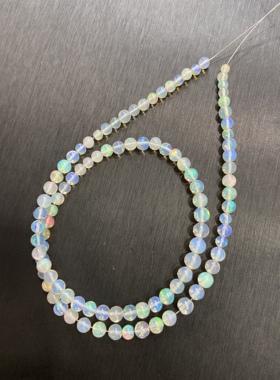 天然欧泊圆珠项链蛋白石塔链满火彩火欧泊锁骨项链