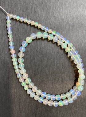 天然欧泊圆珠塔链彩欧泊项链蛋白石手链满火彩火欧泊吊坠