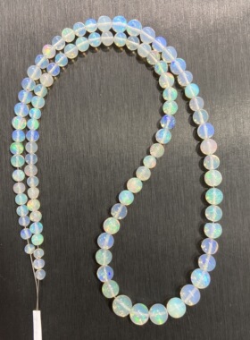 天然欧泊圆珠塔链彩欧泊项链炫彩火欧泊荧光感十足蛋白石锁骨项链