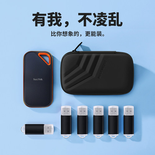 适用于Sandisk/闪迪E82 1T 2T PSSE82固态移动硬盘收纳盒硬壳防摔抗压e81 e61硬盘收纳包 - 图1