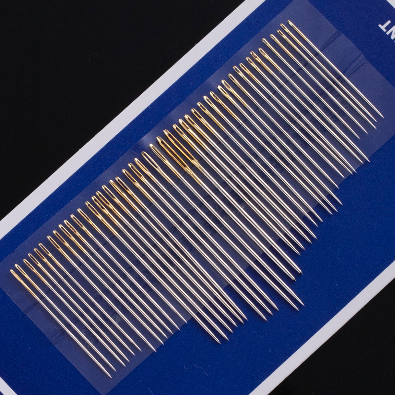 缝衣服手缝针家用老人用大孔钢针免穿手工针缝被子针穿线针盒 - 图1