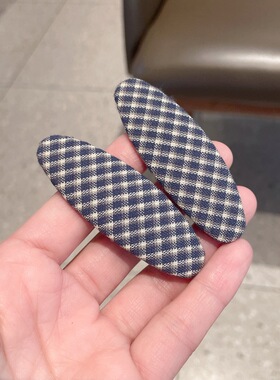 高弹力藏蓝格纹布艺大肠圈发绳