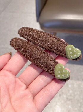 早秋森系波点爱心豌豆夹刘海夹