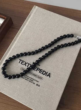 黑玛瑙韩国主播Fever同款天然黑玛瑙项链小众复古高级气质送朋友