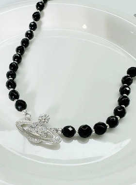 高级土星天然刻面锁骨链S925纯银