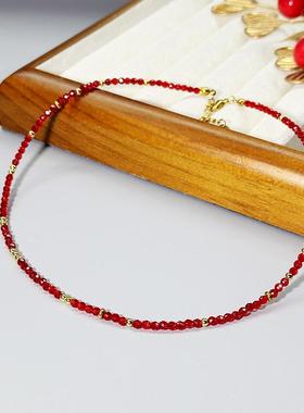 红色水晶锁骨链2024新款