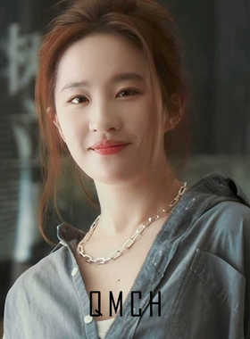 玫瑰的故事刘亦菲玫瑰黄亦玫同款银色方形项链女毛衣链2024年新款