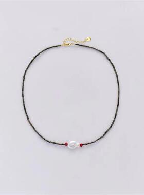 花儿与少年金晨同款天然淡水珍珠管珠项链女锁骨链毛衣链气质个性