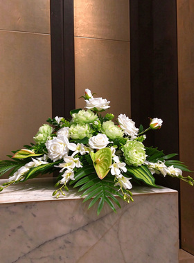 会议室摆花长桌花仿真花商务