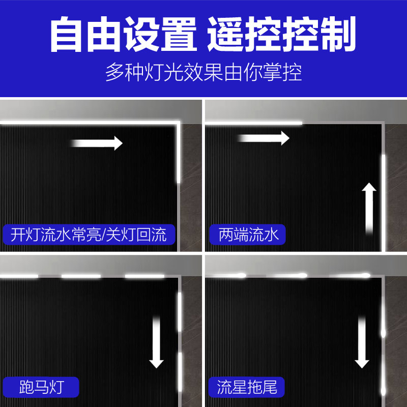 网红追光流水灯带回流led跑马灯条24V线性灯家用客厅智能线形灯 - 图1