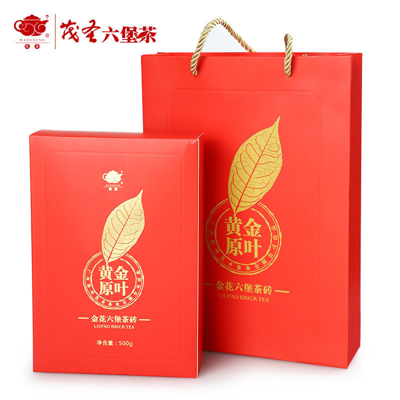 【黄金原叶】广西茂圣六堡梧州特产黑茶金花熟茶2014年陈四级500g-图0