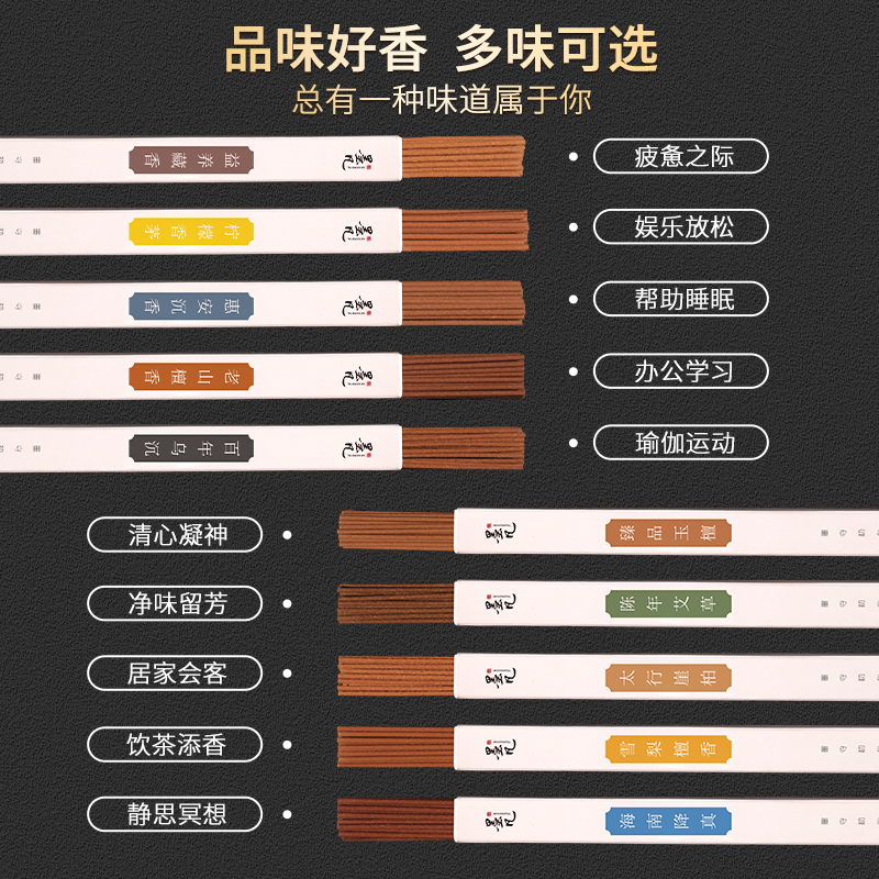 沉香线香檀香薰室内持久家用藏香熏香天然芽庄卧室卫生间艾草睡眠 - 图1