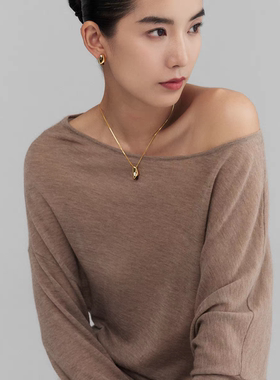 盐岛水滴虎眼石小挂坠项链金色简约叠戴吊坠精致小众美拉德锁骨链