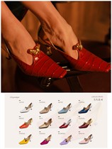 A B Poetique Art Footwear Designer Brand Square Head Classic High Heel Shoe Genuine Leather High Heel Single Shoe Woman Shoes