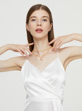 盐岛极地小球间珠项链时尚百搭颈链小众设计感18K金珍珠项链女