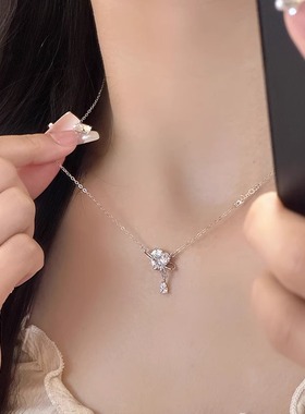 纯银跳动的心项链爆款锁骨链