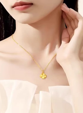 99纯银古法金四叶草莫比乌斯项链