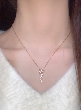 【日不落玫瑰项链】纯银粉钻设计