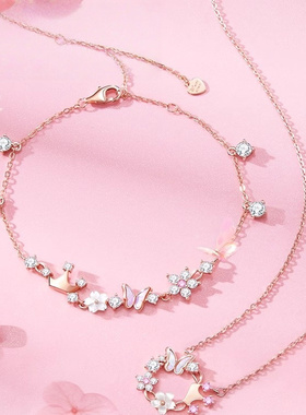 【花蝶之约项链】纯银荧光花朵