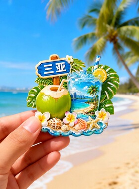 三亚树脂浮雕磁吸椰子冰箱贴海南海口文创旅游纪念品小礼品伴手礼