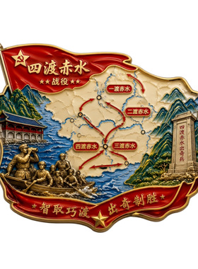 纪念红军英雄四渡赤水金属冰箱贴历史文化收藏文创纪念品伴手礼